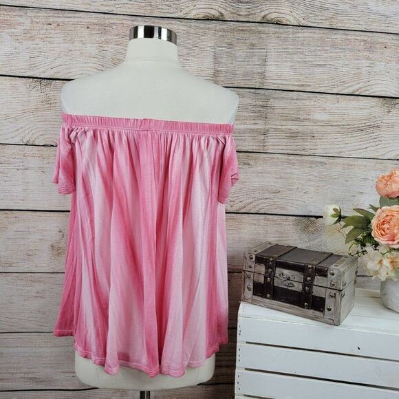 NWT Free People FP Movement Tie Dye Off The Shoulder Top Pink Medium - Picture 3 of 7